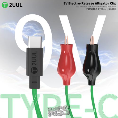 2UUL PW03 9V Electro-Release Alligator Clip for iPhone 16 Battery Removal Aid