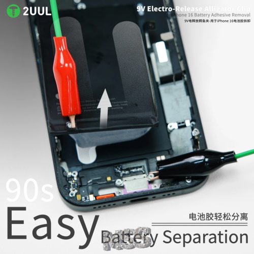 2UUL PW03 9V Electro-Release Alligator Clip for iPhone 16 Battery Removal Aid