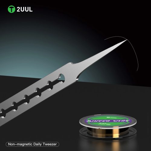 2UUL TW21 Straight Head ESD Titanium Alloy Ultra Light Precision Tweezer Tool