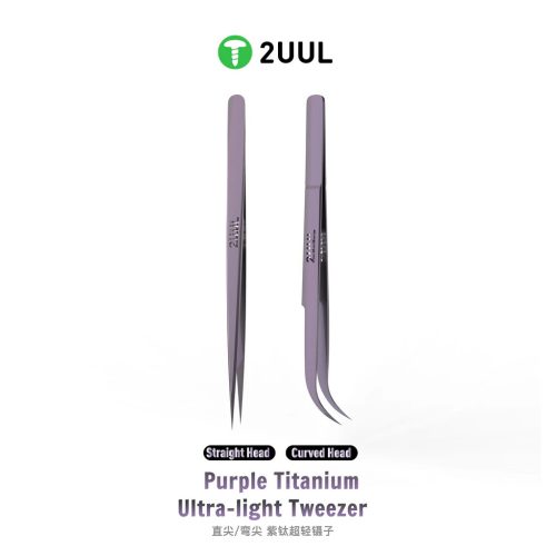 2UUL Ti21 Straight Head Purple ESD Titanium Alloy Ultra Light Precision Tweezer