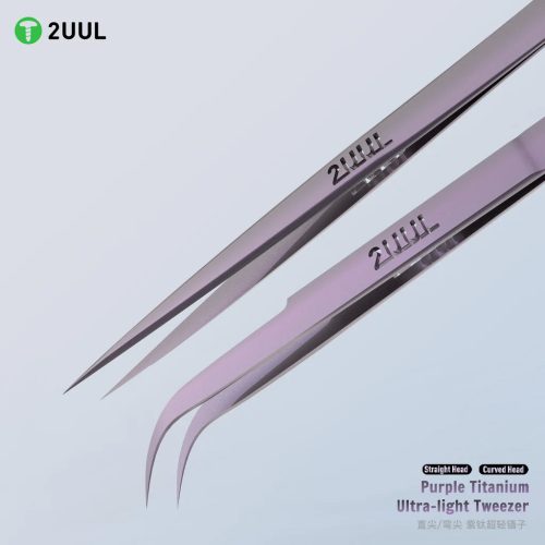 2UUL Ti21 Straight Head Purple ESD Titanium Alloy Ultra Light Precision Tweezer