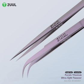   2UUL Ti22 Curved Head Purple ESD Titanium Alloy Ultra Light Precision Tweezer