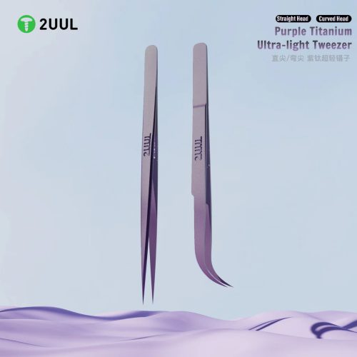 2UUL Ti22 Curved Head Purple ESD Titanium Alloy Ultra Light Precision Tweezer