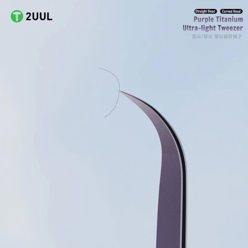 2UUL Ti22 Curved Head Purple ESD Titanium Alloy Ultra Light Precision Tweezer