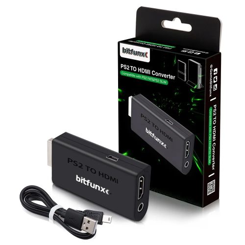 BitFunx PS2 to HDMI-compatible Adapter 3.5mm Audio Video Converter for PS2/PS3
