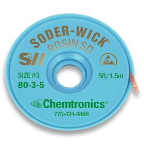   Chemtronics Soder-Wick Size #3 2.0mm x 1.5m Solder Wick - Precision Desoldering Tool for Electronics Repair