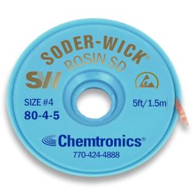   Chemtronics Soder-Wick Size #4 2.8mm x 1.5m Solder Wick - Efficient De-Soldering Tool for Electronics Repair