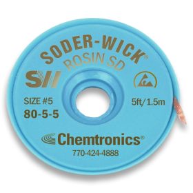   Chemtronics Soder-Wick Size #5 3.7mm x 1.5m Solder Wick - Efficient De-Soldering Tool for Electronics Repair