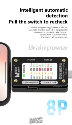 MaAnt WX-02 Charging Port Tester Current Power Check Type-C 8 Pin iPhone