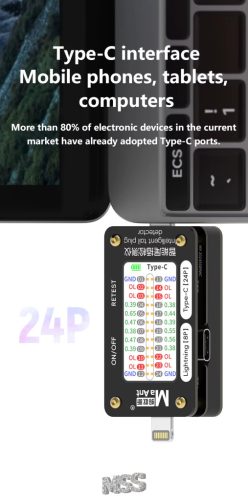 MaAnt WX-02 Charging Port Tester Current Power Check Type-C 8 Pin iPhone