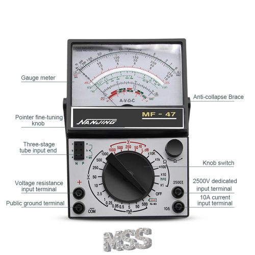 MF-47 Analog Multimeter DIY Learning Electronics Automotive Phones SMD AC/DC