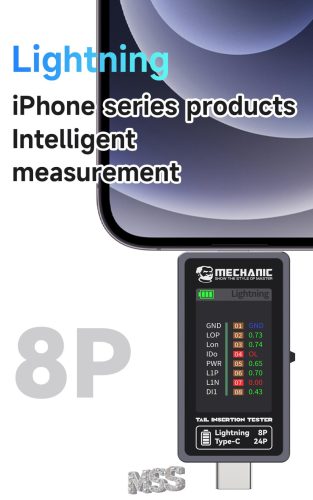 Mechanic T-824 Charging Port Tester Current Power Check Type-C 8 Pin Phone