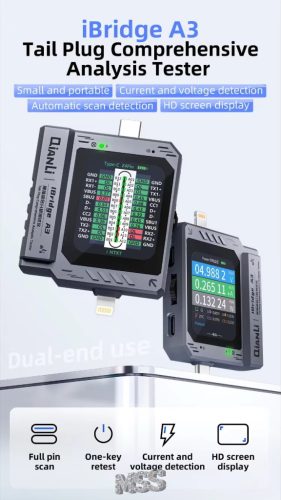 Qianli iBridge A3 Charging Port Tester Current Power Check Type-C 8 Pin Phone