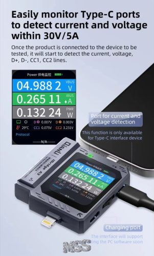 Qianli iBridge A3 Charging Port Tester Current Power Check Type-C 8 Pin Phone