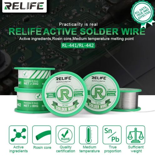 ReLife RL-442 0.5mm 98g Soldering Wire - Precision and Reliability for Electronics