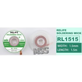   ReLife RL-1515 1.5mm x 1.5m Solder Wick - Efficient Desoldering Tool for Electronics Repair