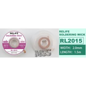   ReLife RL-2015 2.0mm x 1.5m Solder Wick - Precision Desoldering Tool for Electronics Repair