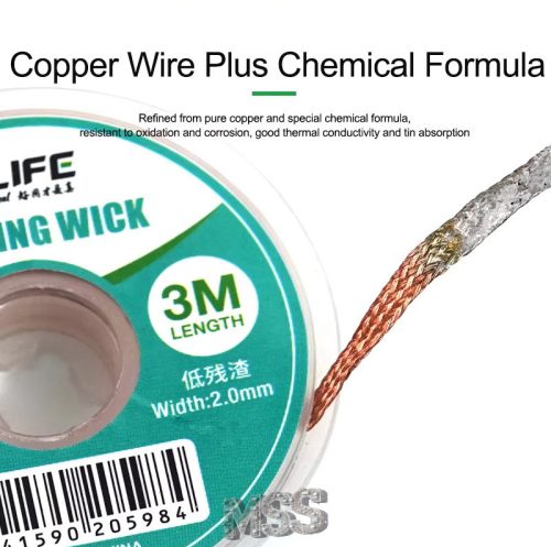 ReLife RL-2030 2.0mm x 3.0m Solder Wick - Efficient Desoldering Tool for Electronics Repair