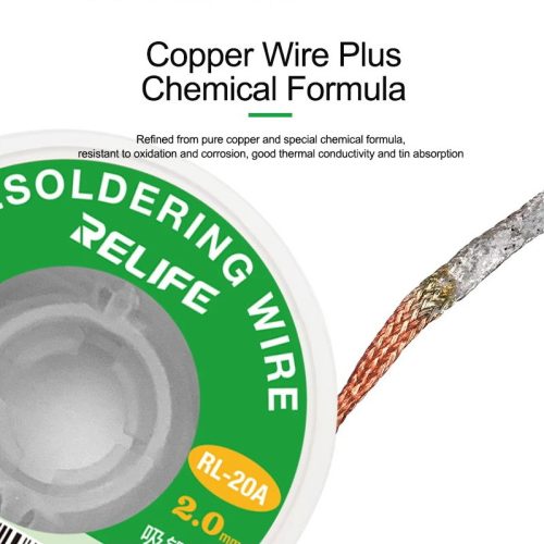 ReLife  RL-20A 2.0mm x 0.8m Solder Wick - Compact Desoldering Tool for Precision Electronics Repair