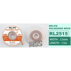   ReLife RL-2515 2.5mm x 1.5m Solder Wick - Efficient Desoldering Tool for Electronics Repair