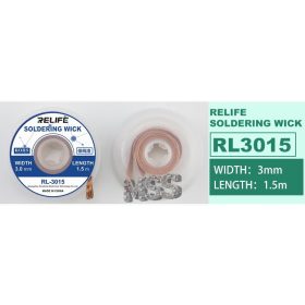   ReLife RL-3015 3.0mm x 1.5m Solder Wick - Precision Desoldering Tool for Electronics Repair