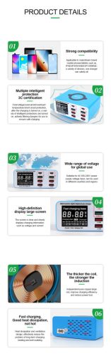 ReLife RL-304S 110W Multifunctional 8 Port QC 3 Fast USB Charging HUB