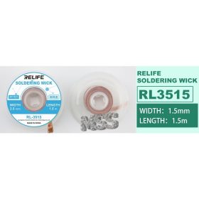   ReLife RL-3515 3.5mm x 1.5m Solder Wick - Precision Desoldering Tool for Electronics Repair