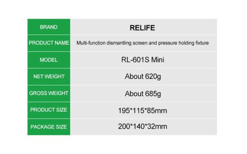 Relife RL-601S Mini 3in1 Multifunction LCD Screen Remover / Press Fixture