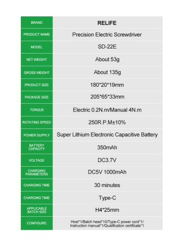 ReLife SD-22E Precision Wireless Electric Screwdriver Mobile Devices