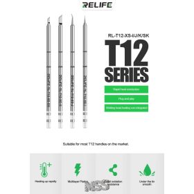   ReLife T12-XS Series Soldering Iron Tips K/J/SK DIY PCB MicroSoldering Repairs