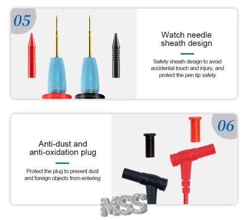 Sunshine SS-024A Stainless Steel Multimeter Probes with Precision Super Sharp Tips