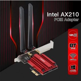   WiFi 6E AX210 PCI Express x1 Network Card 2.4/5/6Ghz Tri-Band Bluetooth 5.3